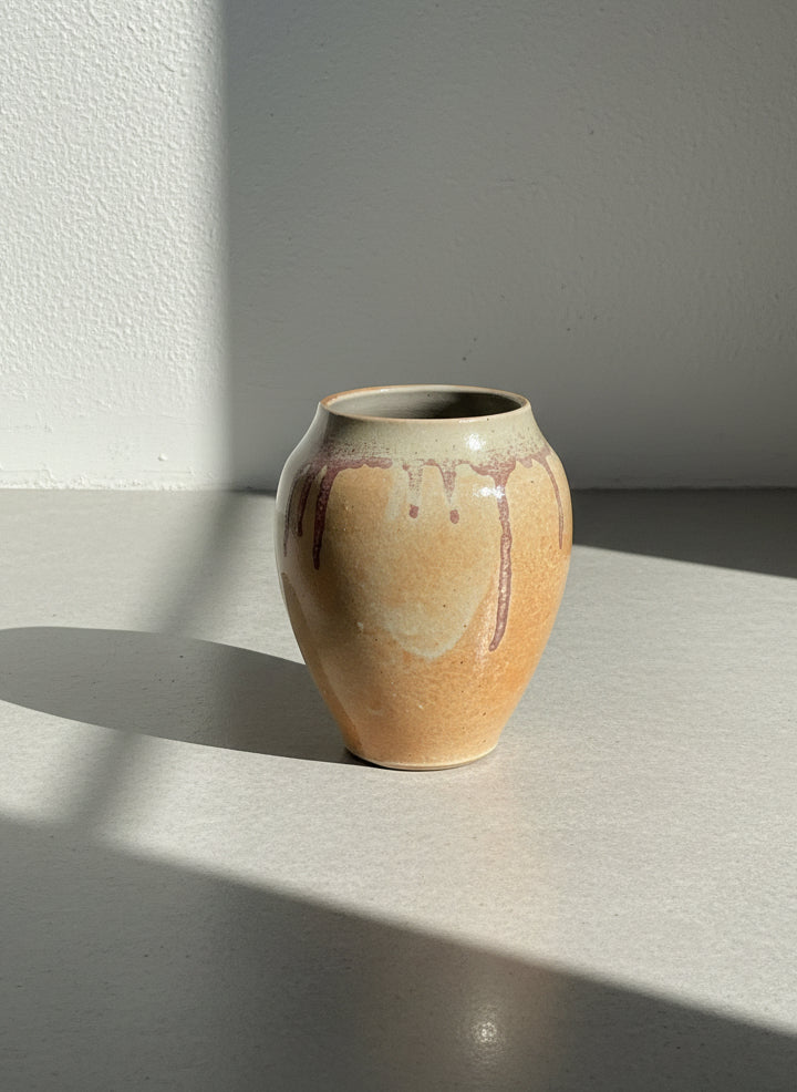 Handmade Drip-Glaze Clay Vase – Earth-Tone Studio Pottery