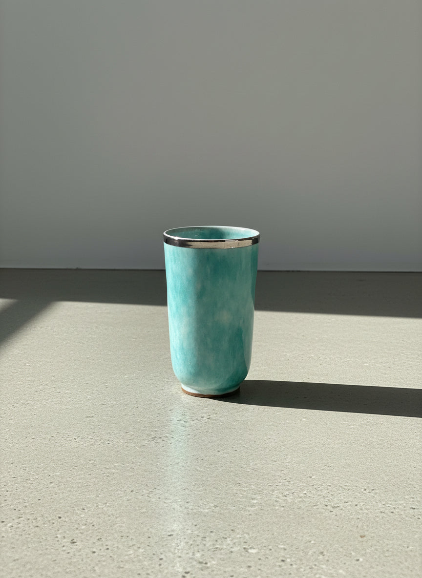 Handmade Turquoise Glazed Ceramic Tumbler / Cup