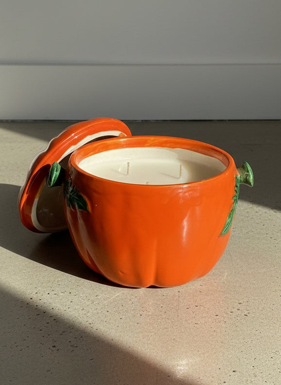 Harvest Pumpkin Candle – Festive Ceramic Centerpiece