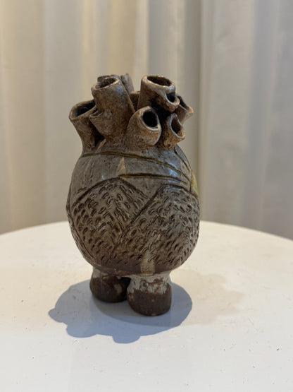 Handcrafted Ceramic Bud Vase Sunrise with Human Heart-Inspired Design