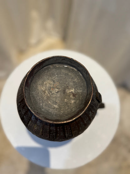 Antique Middle Eastern Hand-Engraved Copper Pitcher with Arabic Calligraphy
