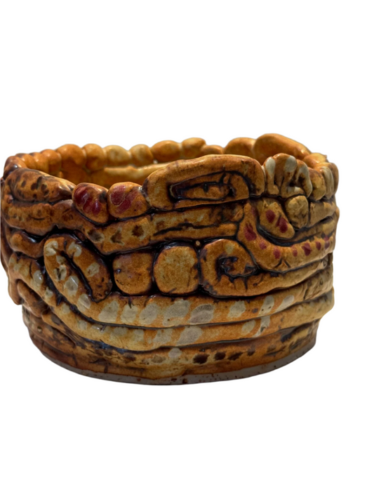Handcrafted Clay Swirly Coiled Ceramic Vessel – Sculptural Earth-Toned Artisan Pottery