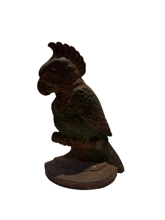 Antique Hubley Cast Iron Parrot Doorstop – Original Hand-Painted Finish, Early 20th Century