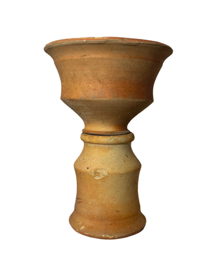 Antique Two-Piece Terracotta Hourglass Vessel – Sculptural Rustic Pottery