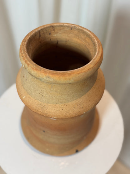Antique Two-Piece Terracotta Hourglass Vessel – Sculptural Rustic Pottery