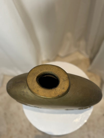 1980s Dolbi Cashier Brass Vase with Embossed Floral Motif – Vintage Art Deco