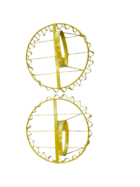 Vintage Yellow Wire Metal Wall-Mounted Basket Holders (Set of 2)