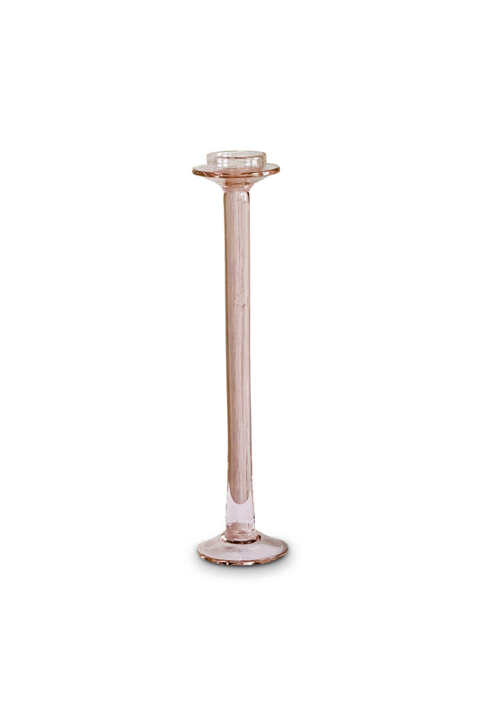 Vintage Pink Glass Candle Holder