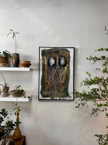 Len Aaron Original Mixed Media Abstract Painting “Two Warriors” – Large Signed Canvas Artwork