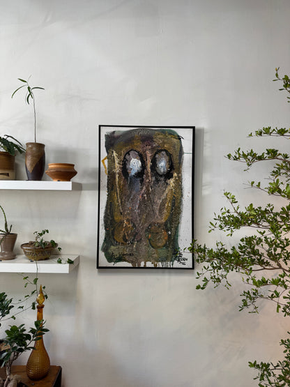 Len Aaron Original Mixed Media Abstract Painting “Two Warriors” – Large Signed Canvas Artwork