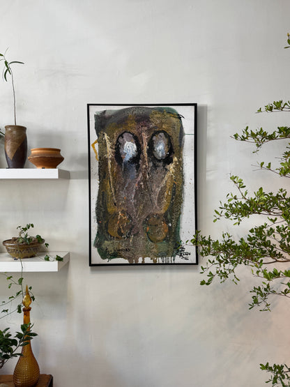 Len Aaron Original Mixed Media Abstract Painting “Two Warriors” – Large Signed Canvas Artwork