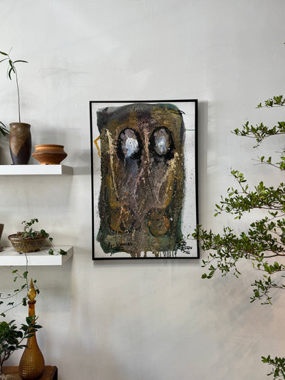 Len Aaron Original Mixed Media Abstract Painting “Two Warriors” – Large Signed Canvas Artwork