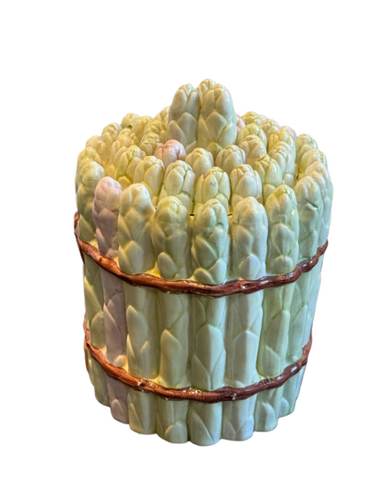 Vintage Italian Majolica Asparagus Bundle Lidded Jar