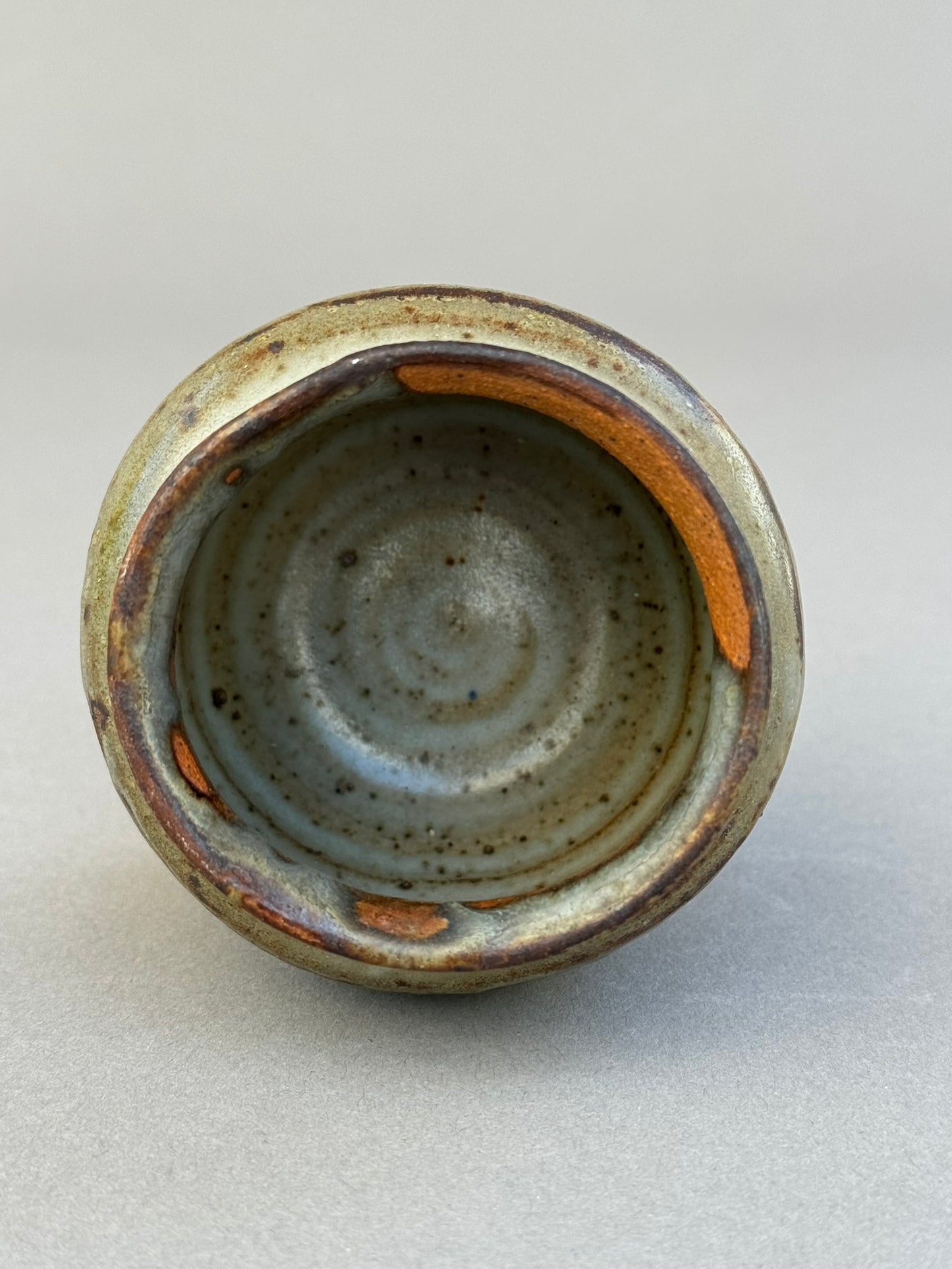 Signed Studio Pottery Urn Vase P.S.E – Brown, Gray & Terracotta Ash Glaze