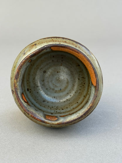 Signed Studio Pottery Urn Vase P.S.E – Brown, Gray & Terracotta Ash Glaze