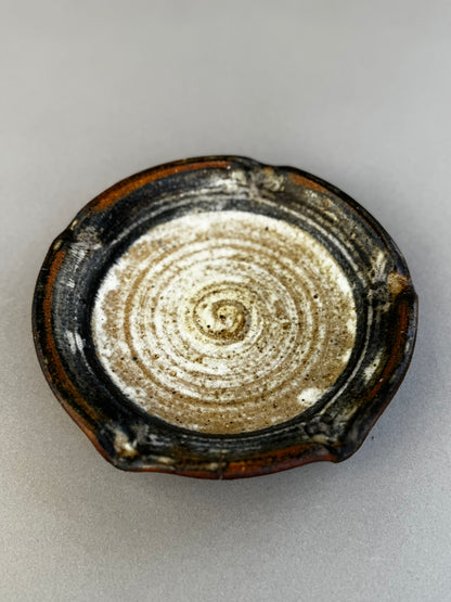 Signed Studio Pottery Ceramic Ashtray with Glazed Earth Tones – Handcrafted Artisan Work