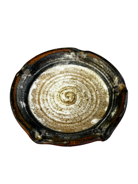 Signed Studio Pottery Ceramic Ashtray with Glazed Earth Tones – Handcrafted Artisan Work
