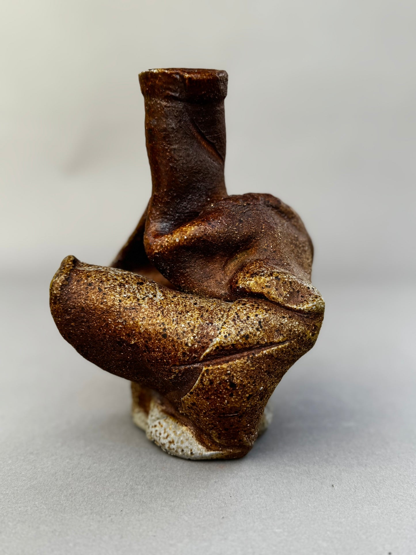 Freeform Organic Studio Pottery Vase – Abstract Modernist Sculptural Stoneware Art