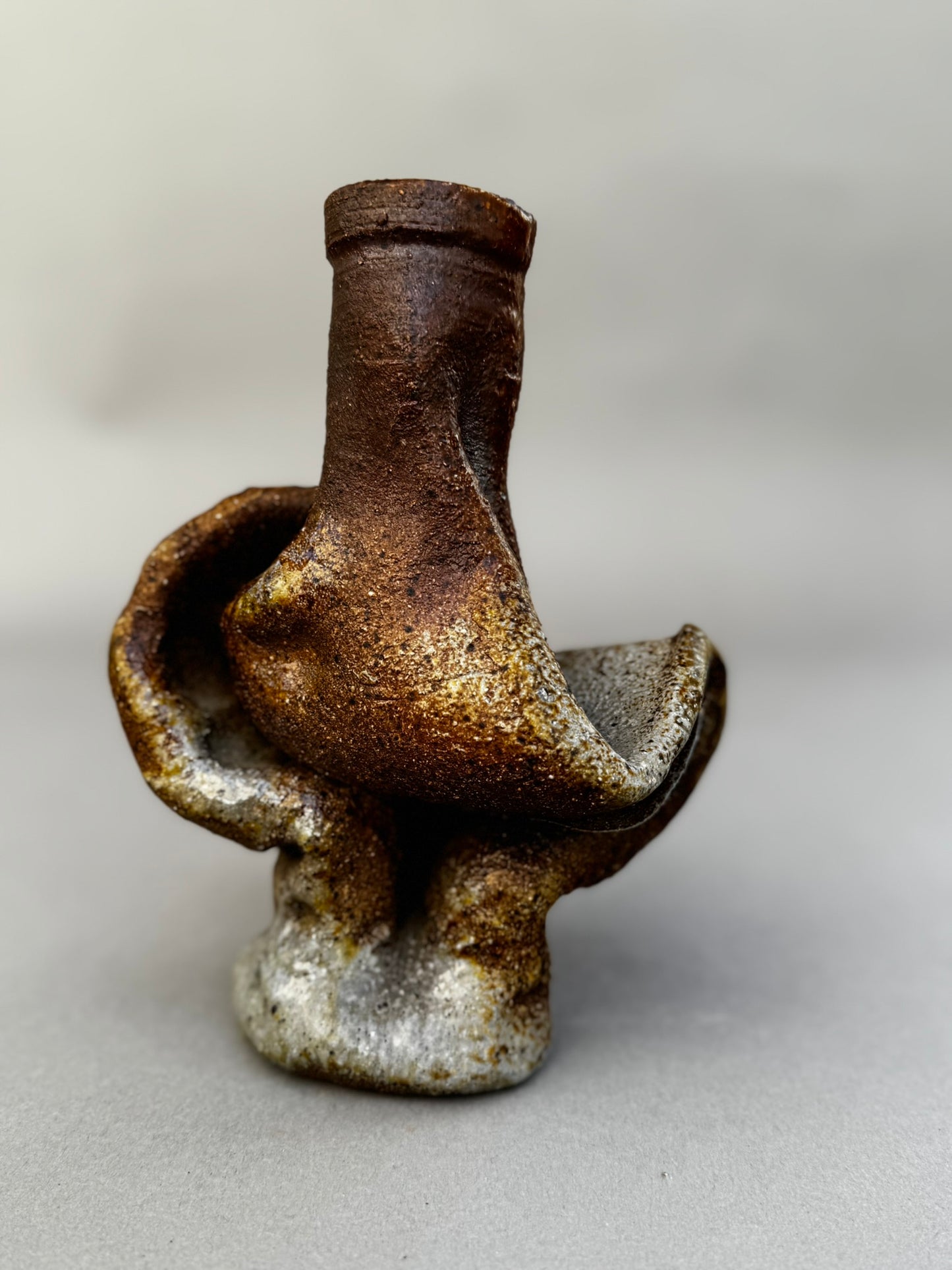 Freeform Organic Studio Pottery Vase – Abstract Modernist Sculptural Stoneware Art