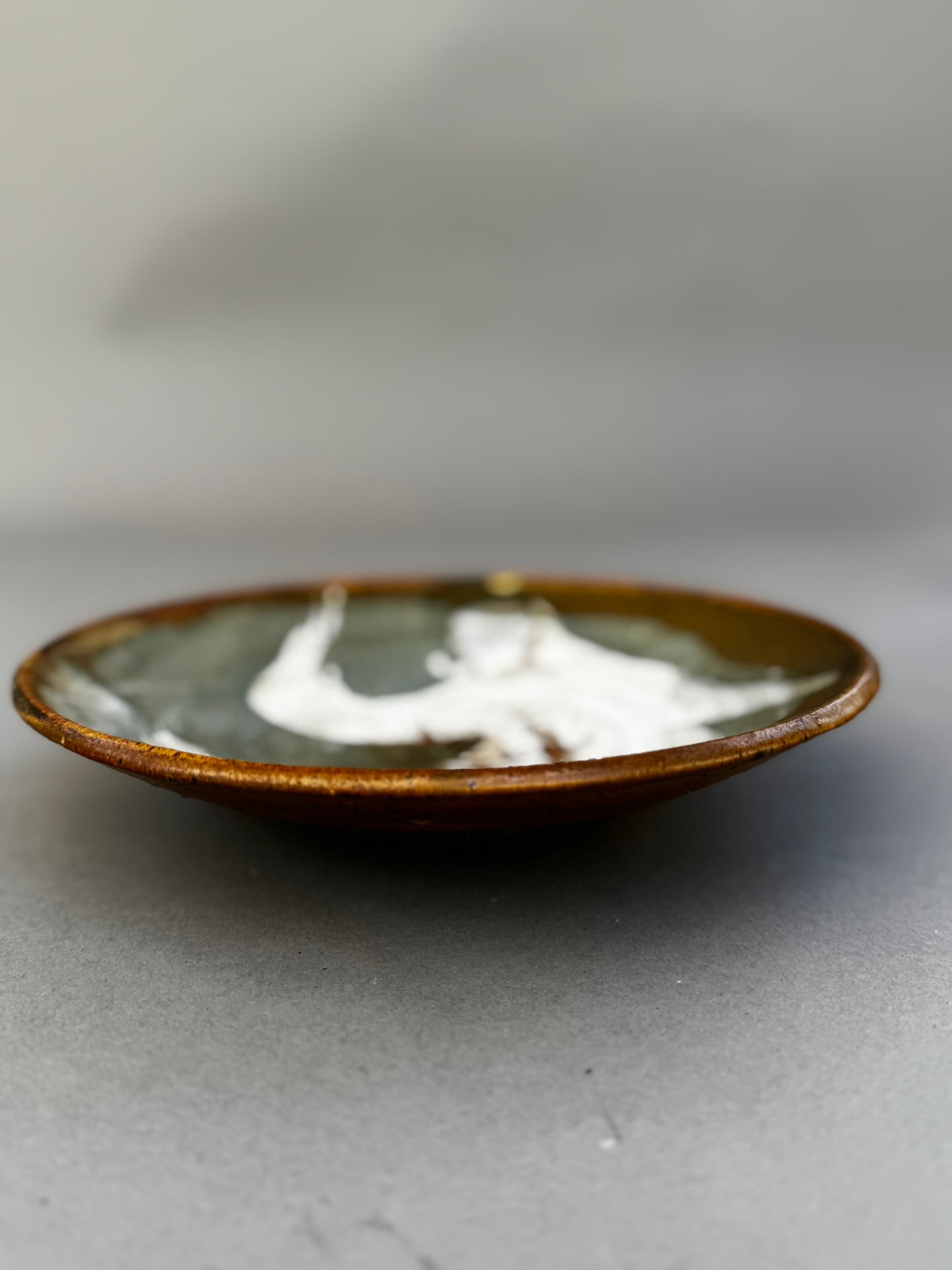 Abstract Brushstroke Studio Pottery Bowl – Hand-Thrown Glazed Stoneware, Wabi-Sabi Aesthetic