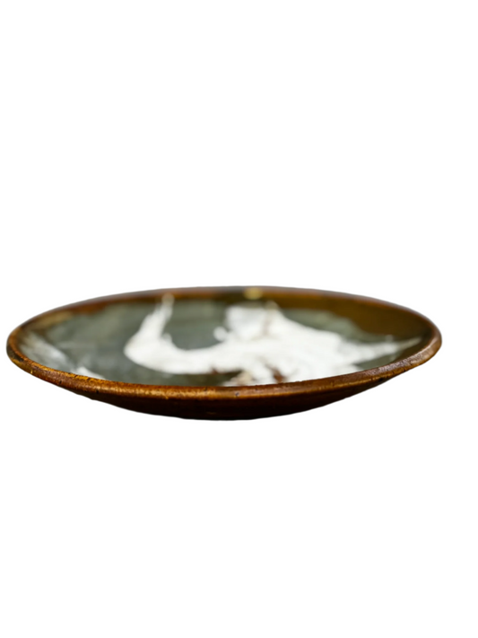 Abstract Brushstroke Studio Pottery Bowl – Hand-Thrown Glazed Stoneware, Wabi-Sabi Aesthetic