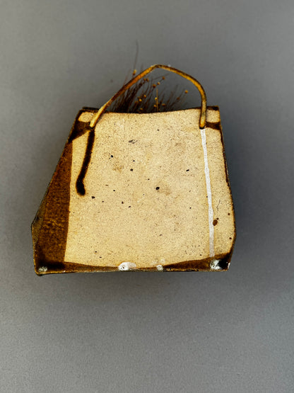 Decorative Ceramic Handbag Wall Sculpture with Leather Strap