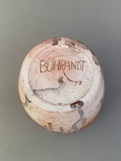 Signed Buhrandt Studio Art Pottery Cup – Handcrafted Abstract Glazed Stoneware Vessel