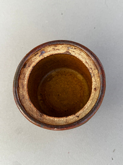Handmade Mid-Century Modern Studio Pottery Vessel with Textured Abstract Glaze