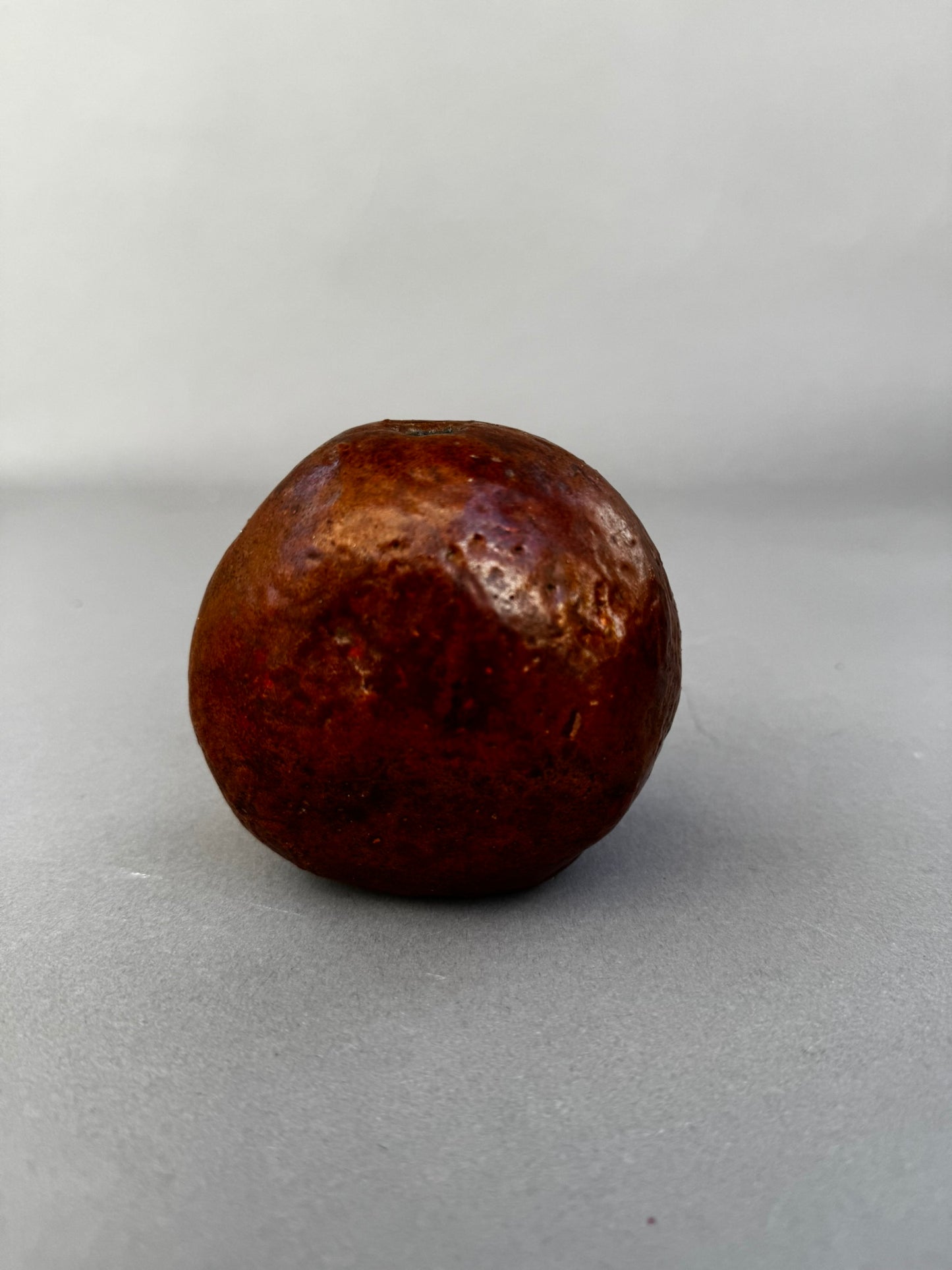 Primitive Handcrafted Clay Bead – Ethnic Red-Brown Ceramic Artifact with Pierced Center