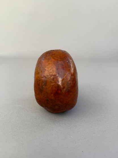 Primitive Handcrafted Clay Bead – Ethnic Red-Brown Ceramic Artifact with Pierced Center