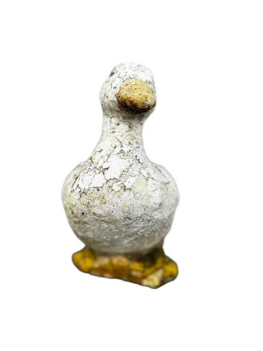 Weathered Vintage Concrete Duck Garden Sculpture – Rustic Folk Art Décor