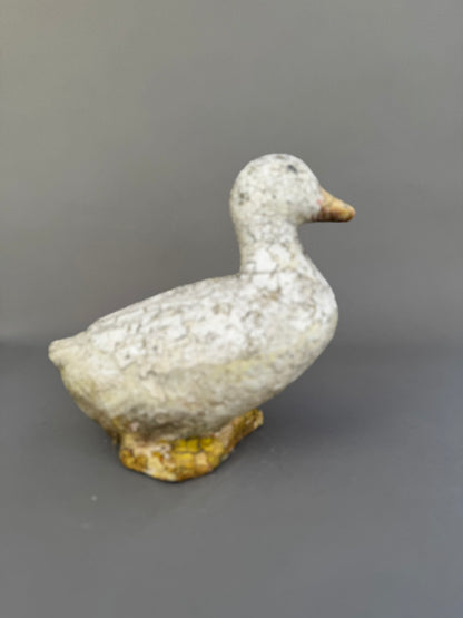 Weathered Vintage Concrete Duck Garden Sculpture – Rustic Folk Art Décor