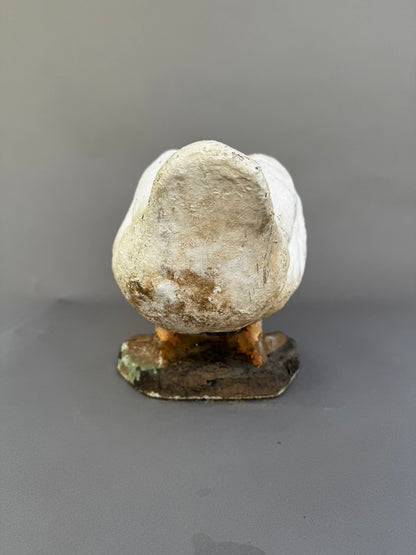 Vintage Concrete Goose Doorstop – Hand-Painted Folk Art Sculpture in Quacking Pose