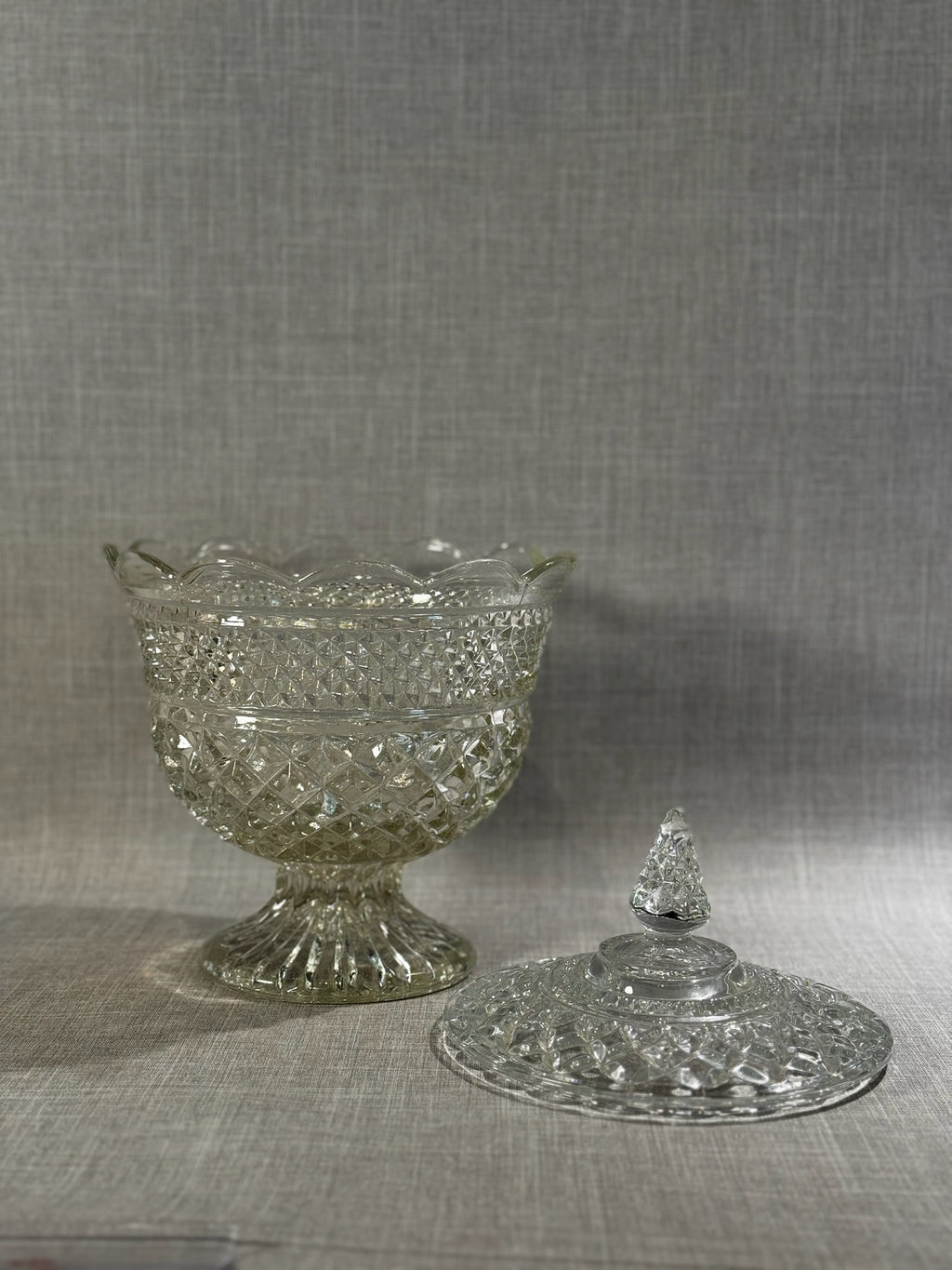 glass compote bowl with lid vintage pressed glass serving dish