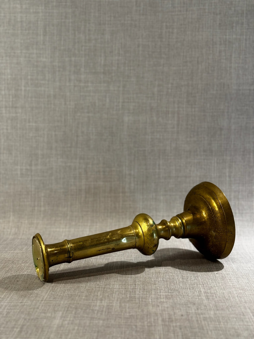 Vintage Solid Brass Candlestick Holder with Turned Baluster Design