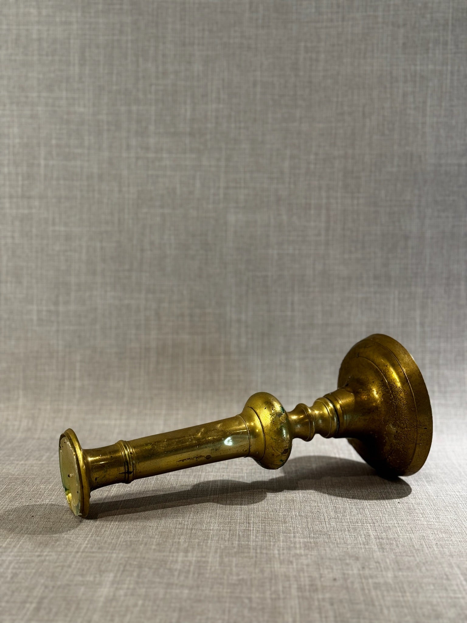 Vintage Solid Brass Candlestick Holder with Turned Baluster Design