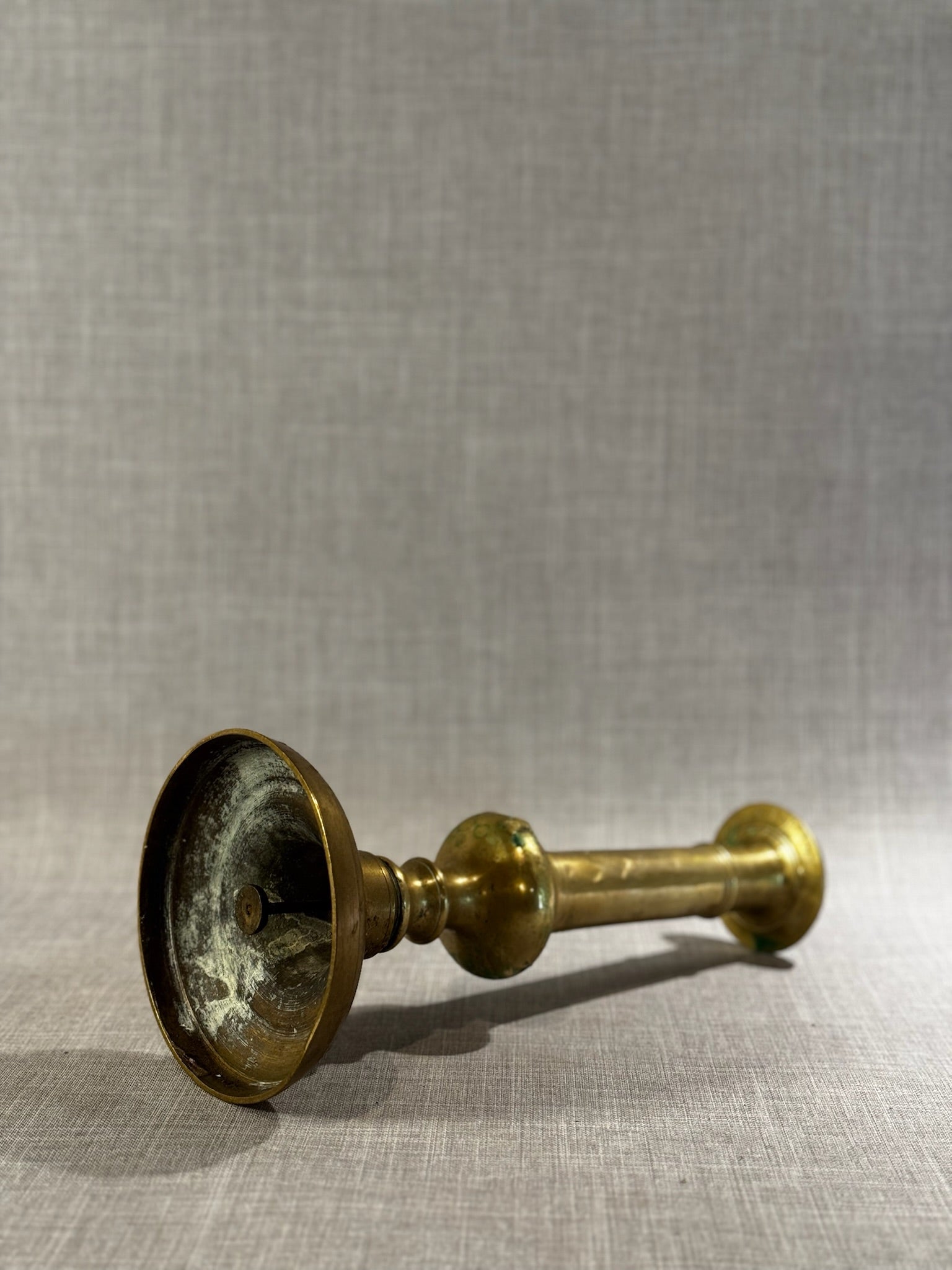 Vintage Solid Brass Candlestick Holder with Turned Baluster Design