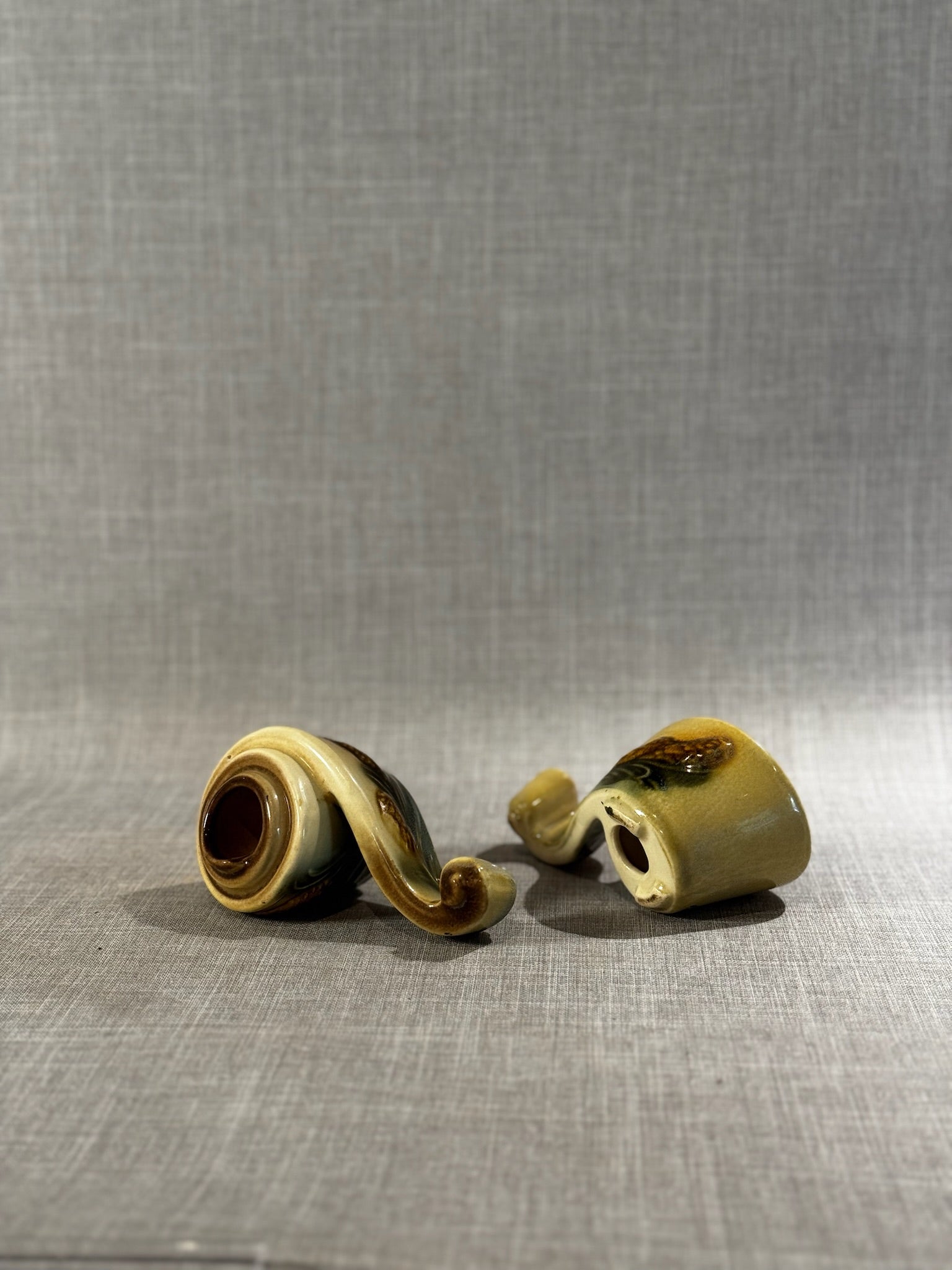 Vintage Hull Pottery Pine Cone Candle Holders – Parchment Glaze Pair