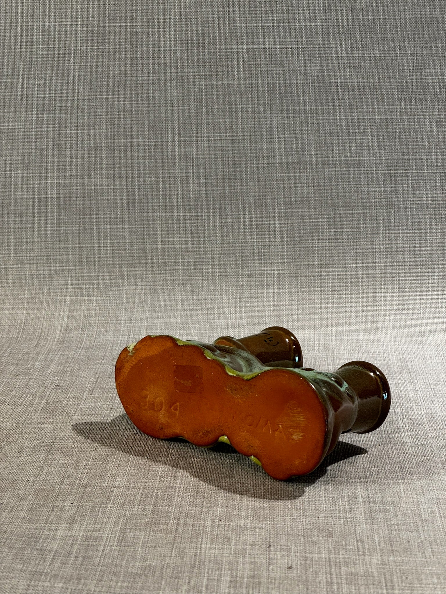 Frankoma Pottery #304 Prairie Green Double Candle Holder – Mid-Century Handmade Oklahoma Pottery