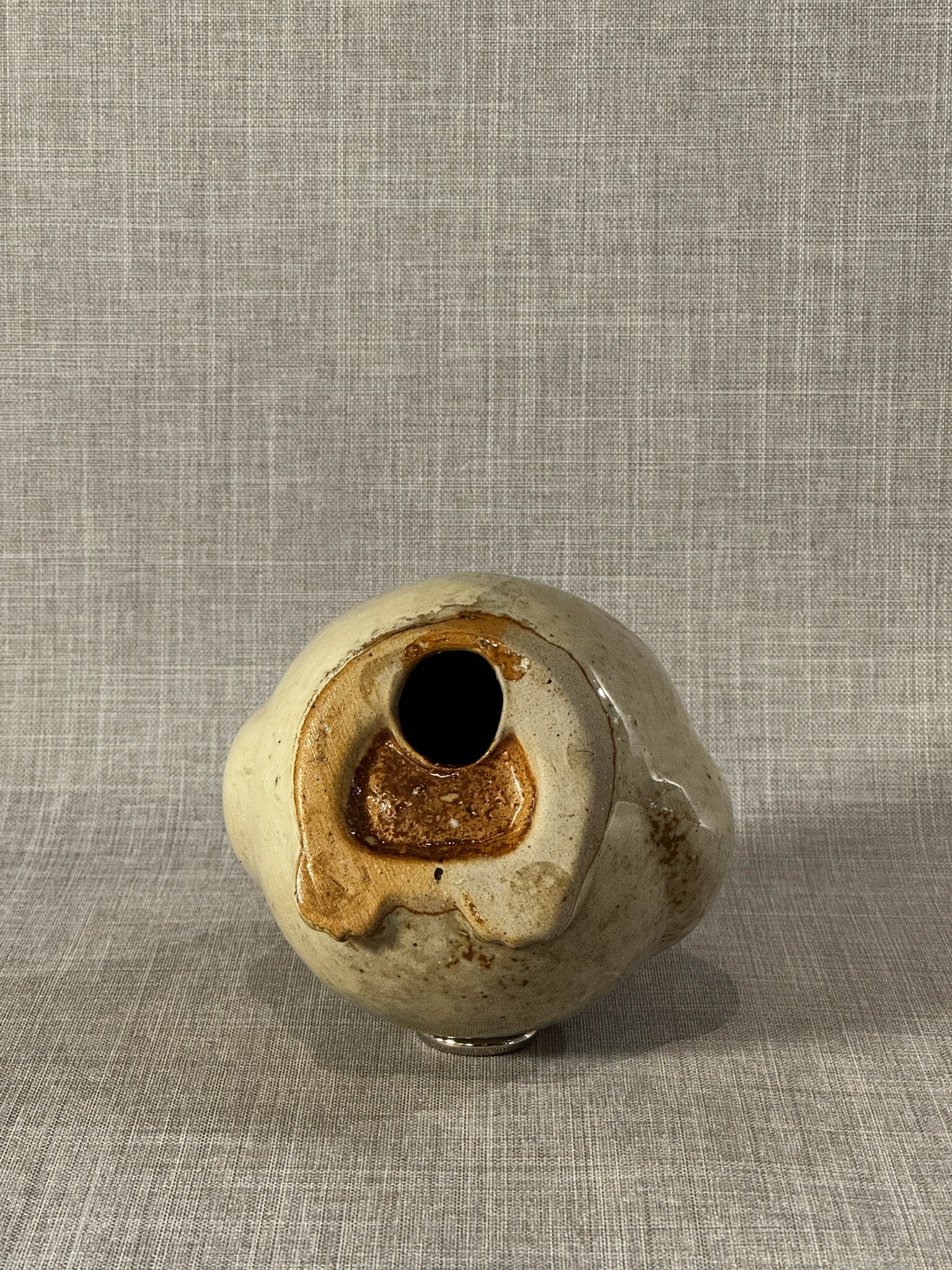 Handmade Studio Pottery Owl Figurine in Speckled Cream Glaze