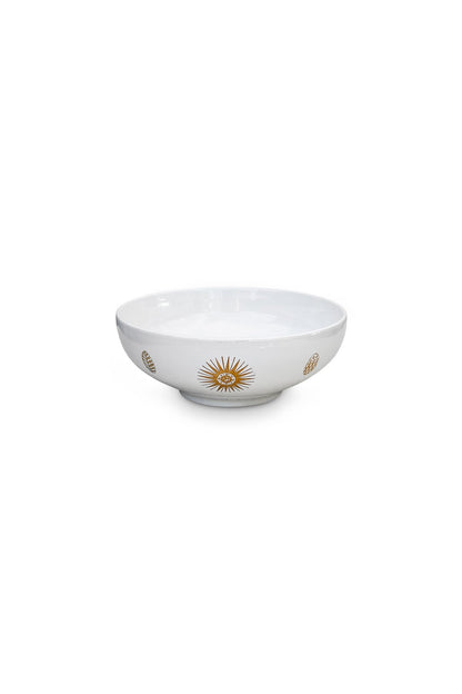 George Briard Ceramic White and Gold Sunburst Bowl