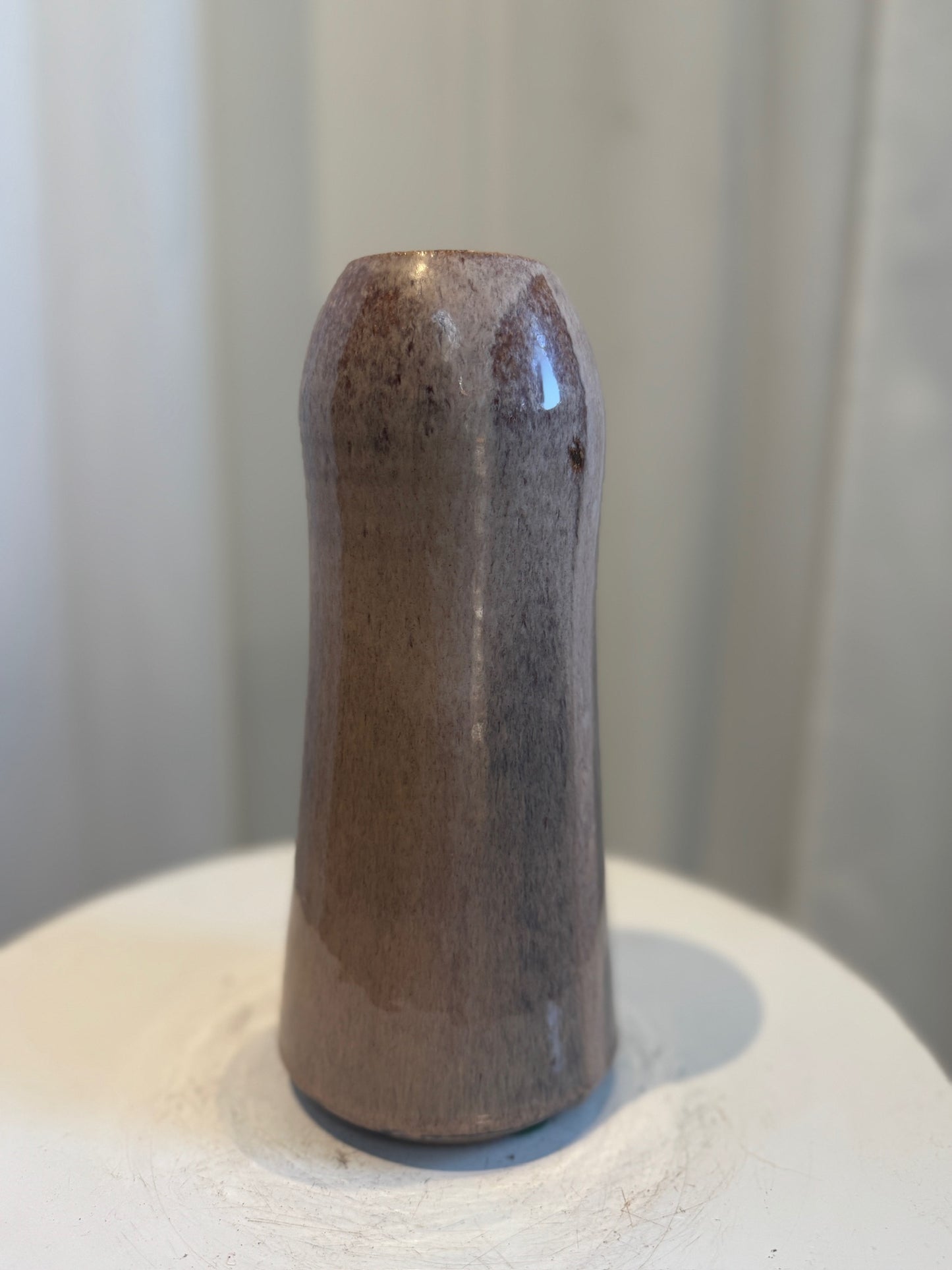 Handcrafted Glazed Stoneware Studio Pottery Vase with Relief Floral Motif