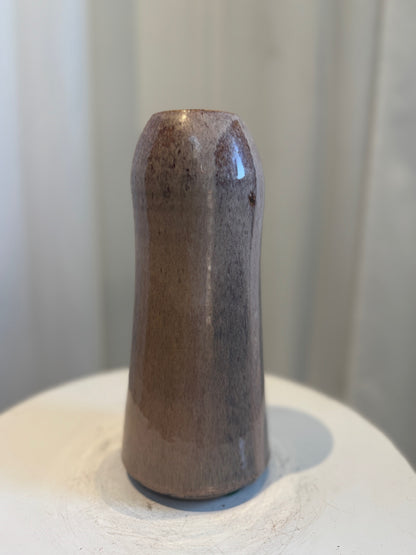 Handcrafted Glazed Stoneware Studio Pottery Vase with Relief Floral Motif