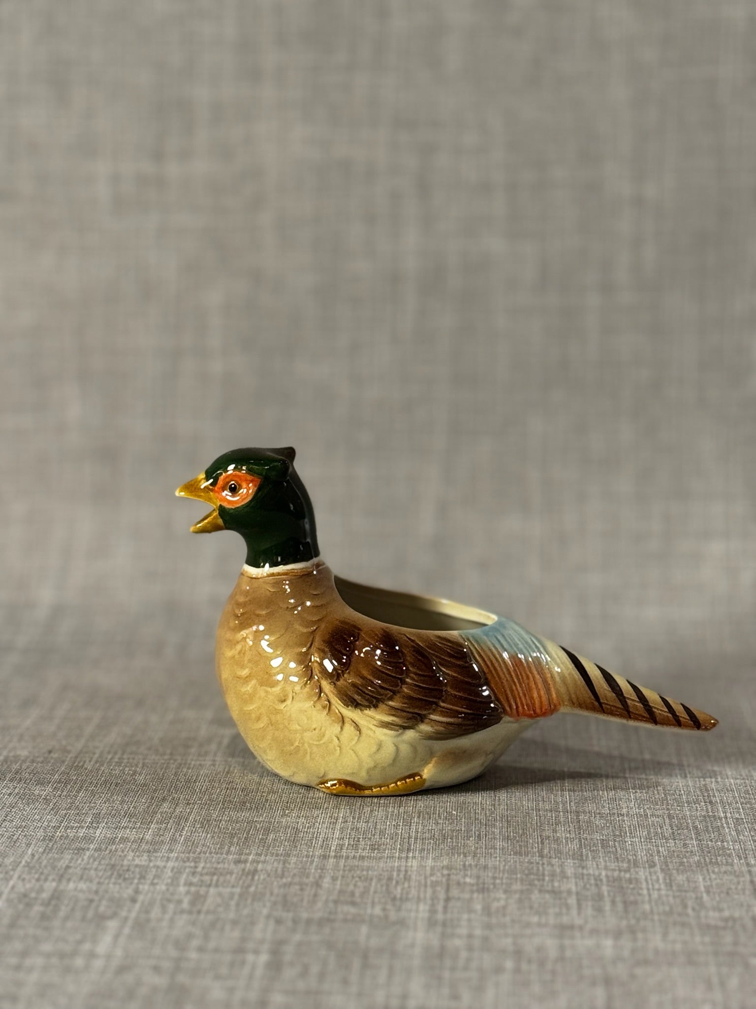 Vintage 1984 Otagiri Japan Handcrafted Pheasant Figural Ceramic Planter