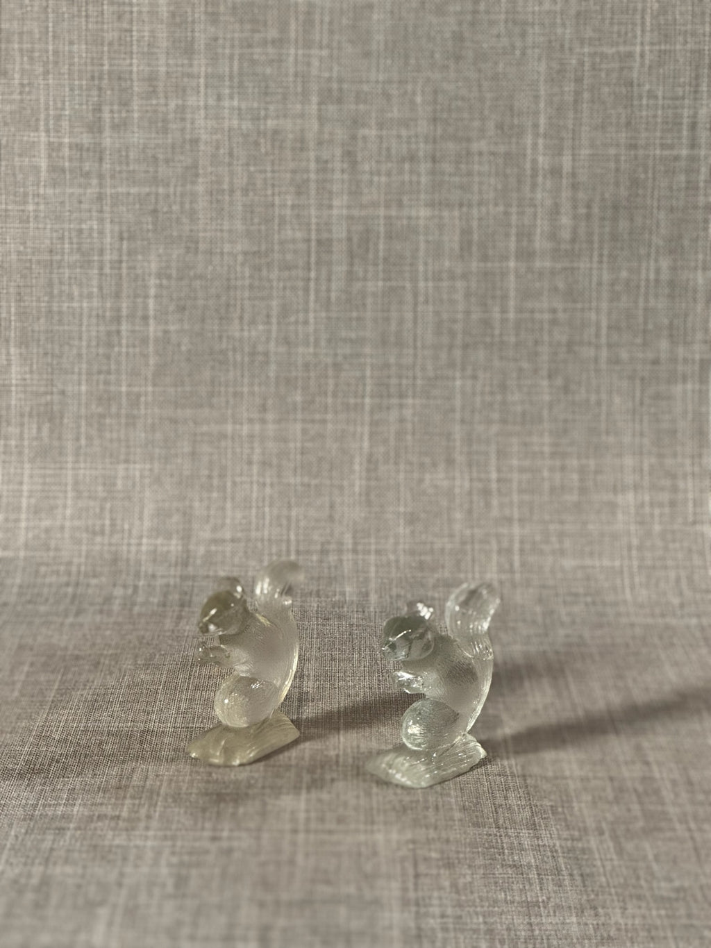 Vintage Frosted Clear Glass Squirrel Figurine Set