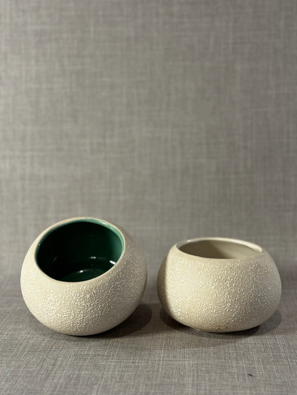ceramic succulent planters with cream textured glaze