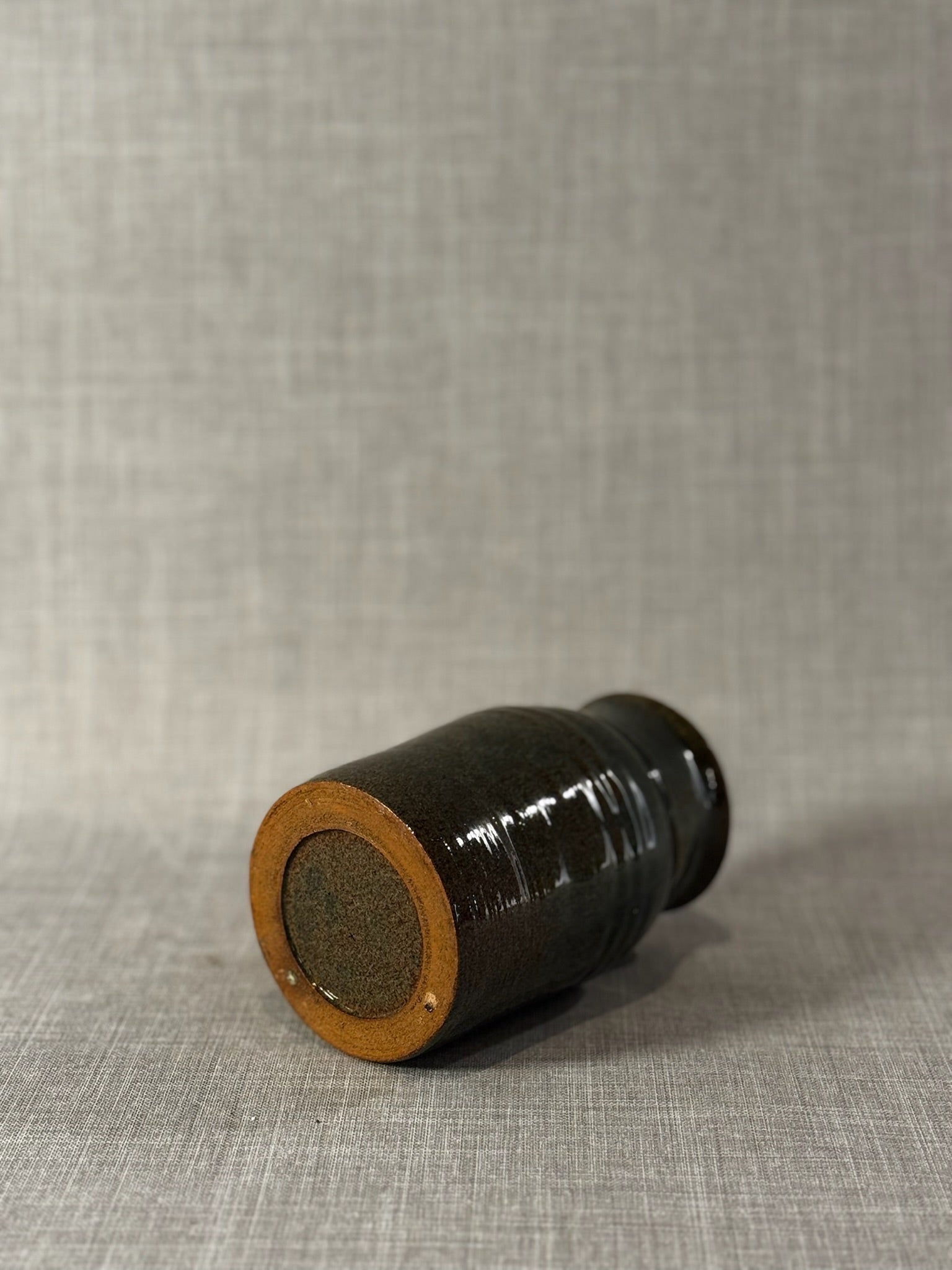 Handcrafted Moss Green Glazed Stoneware Vase – Wheel-Thrown Studio Pottery Vessel
