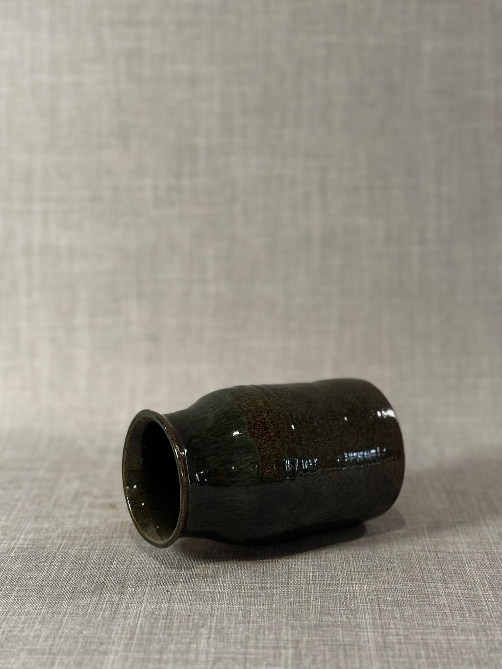 Handcrafted Moss Green Glazed Stoneware Vase – Wheel-Thrown Studio Pottery Vessel