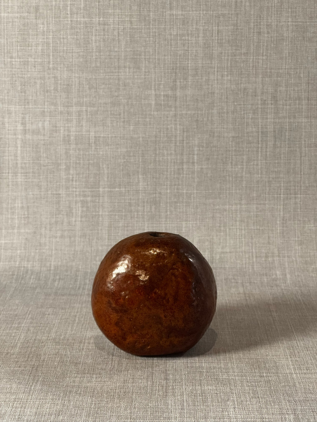 Organic Handcrafted Brown Stoneware Pod Vase with Glossy Earthen Glaze