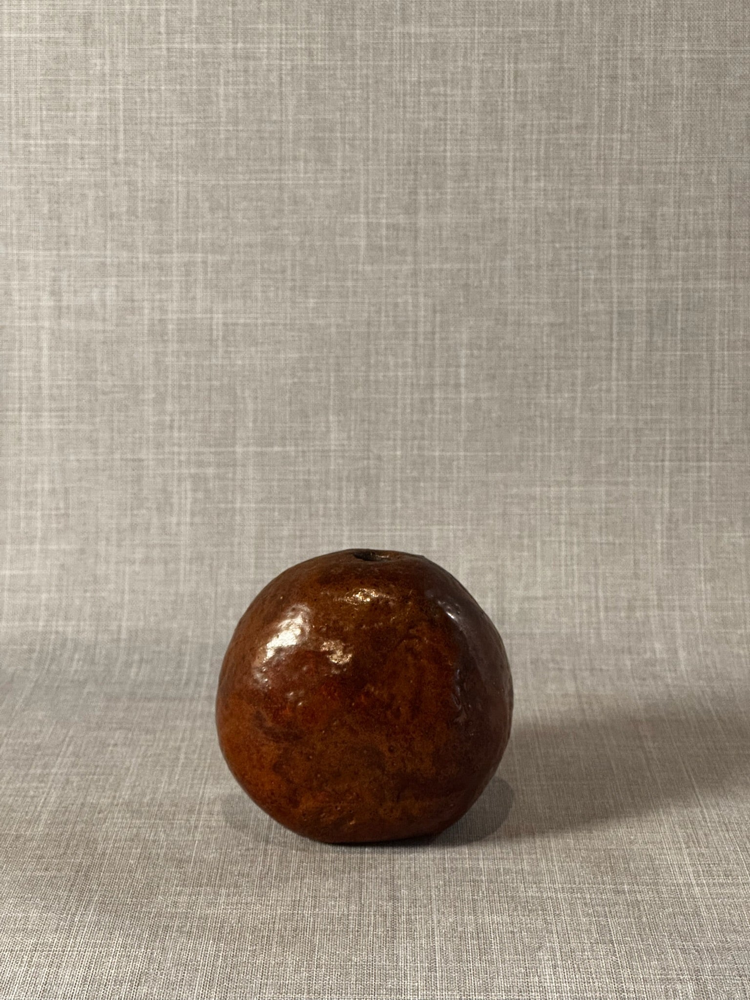 Organic Handcrafted Brown Stoneware Pod Vase with Glossy Earthen Glaze